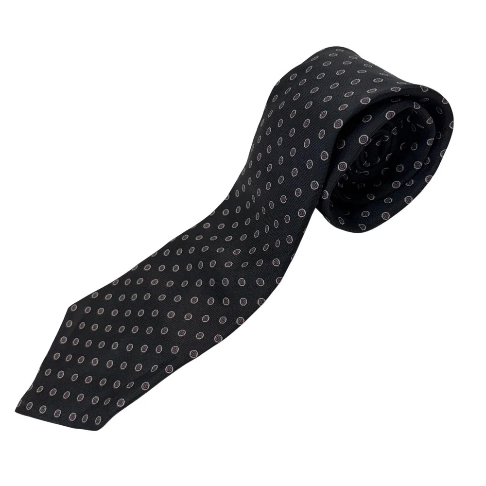 Stafford Executive Men's Silk Tie Black Red White Pin Dot‎ Geometric pattern